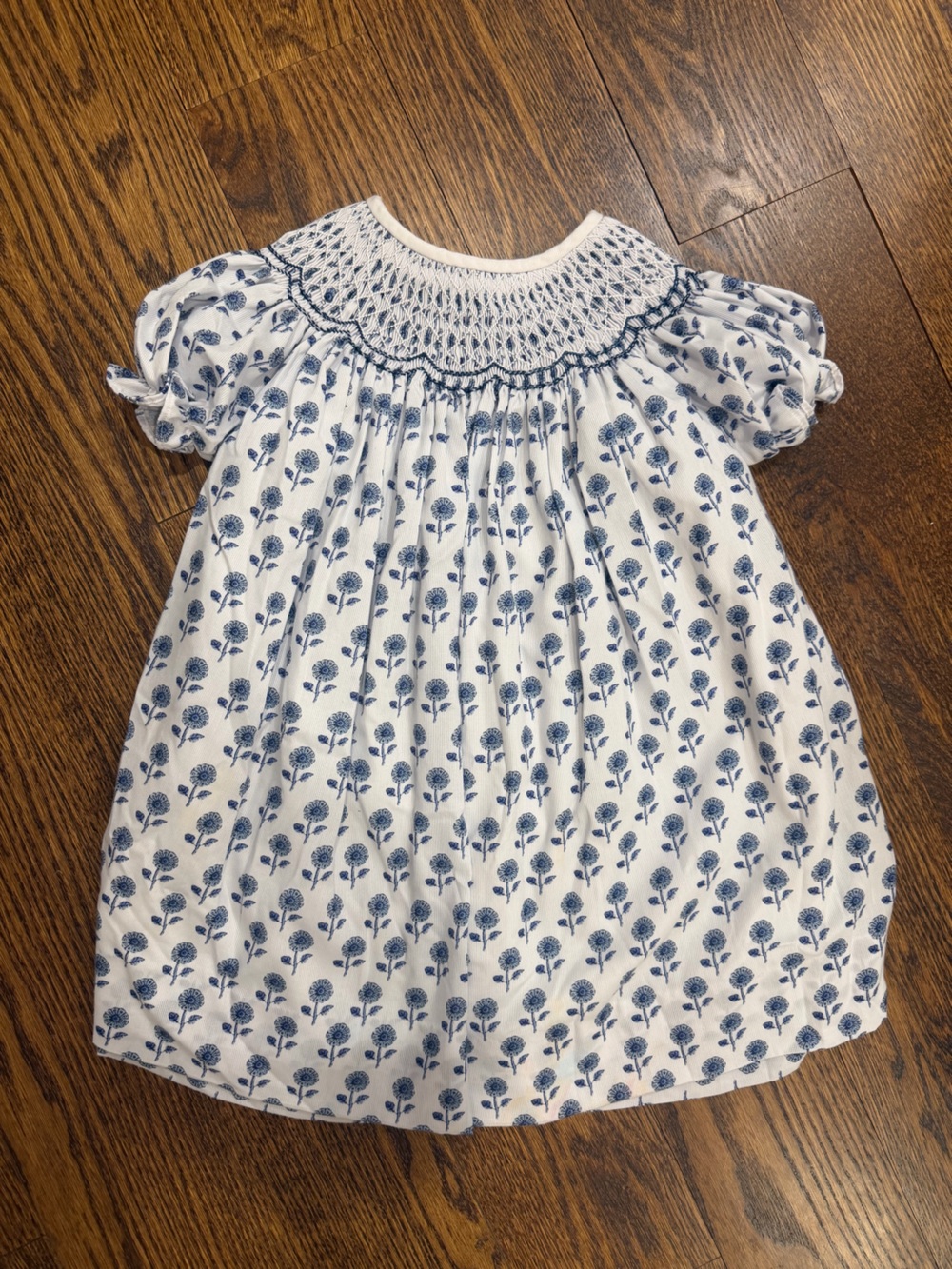 Blue Floral Smocked Girls' Dress - Kids Formal